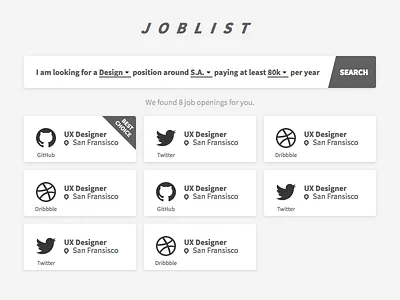 DailyUi 050 - Job Listing 022 black bw dailyui design job react search ui white