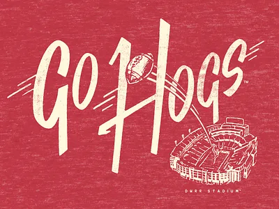 Go Hogs Natural Threads Tee arkansas football hogs illustration razorbacks shirt stadium type typography vintage