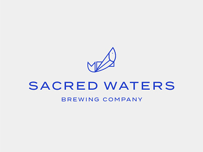 Sacred Waters Brewing II beer fish icon identity logo water