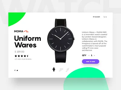 E-Commerce Shop (Single Item) 012 app dailyui e commerce green moma purple shop watch web