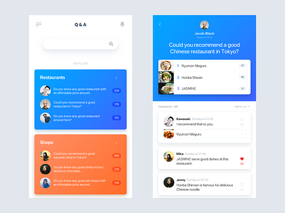 Q&A App app clean ios minimal mobile qa question restaurant