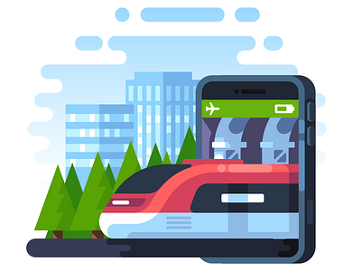 MAPS.ME Train Navigation Illustration city forest illustration navigation train travel