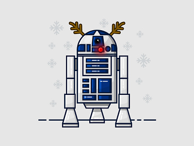 Holiday R2D2 christmas flat design flat illustration graphic design icon illustration movie r2d2 reindeer robot rudolph star wars