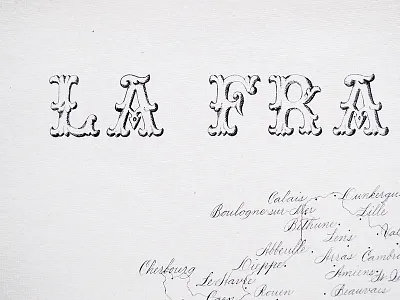 La France calligraphy custom type france hand written inspirational lettering map spencerian type typography vintage