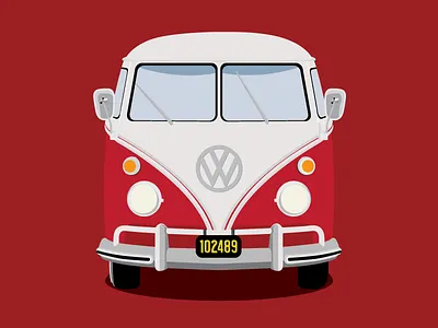 VW Bus bus car flat color illustration volkswagen vw