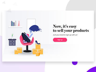 Seller Sign up page ecommerce girl illustrator girl using mobile illustrator marketplace product selling seller shop signup ui ux