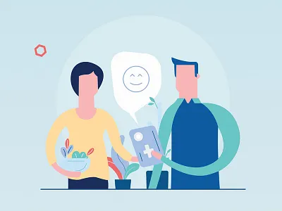 Borealis Illustration 1 customer service discussion doctor illustrations modern art soft color talking to customer vector art vector illustration what a story