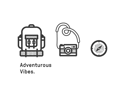 Adventurous vibes adventure backpack camera compass icons