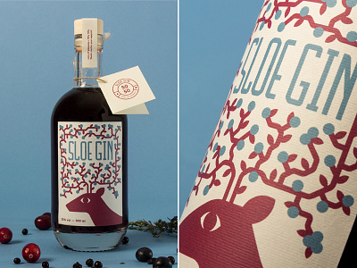 Sloe Gin Label christmas deer gin illustration label label design sloe gin