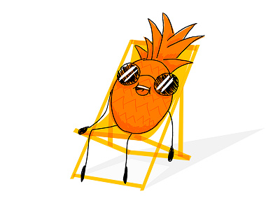 Pineapple's chill art character chill fruit illustration orange pineapple summer yellow