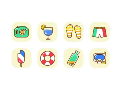 Sandy beach icon、summer、theme