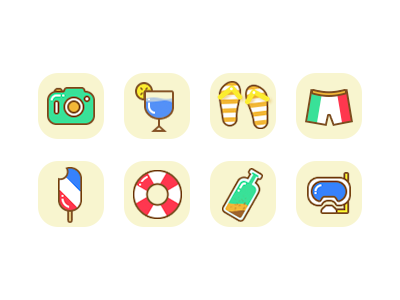 Sandy beach icon、summer、theme