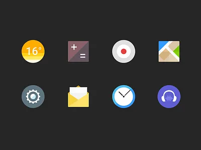 mobile phone icons P2 android calculator clock icon mail map recorder setting ui weather