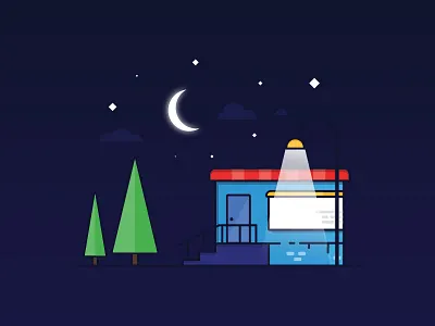 Night Light Illustration design flat house illustration illustrator minimal night tree vector
