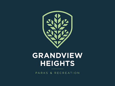 Grandview Heights Parks & Recreation Logo branding city conservation green icon leaf logo modern park recreation sans serif shield typography