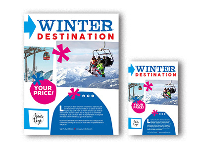 Winter flyer travel .Indd template a4 flyer indesign letter postcard snow template travel winter