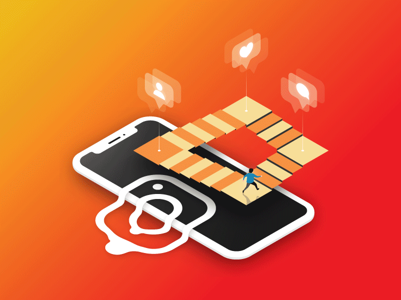 Social Media Game animation design gif illustration instagram iphonex isometric minimalist motion penrose stairs vector wireframe