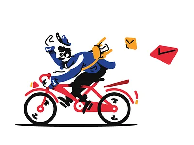 Mailman Illustration bike de stijl envelope illustration mail mailman poster progress riding vintage