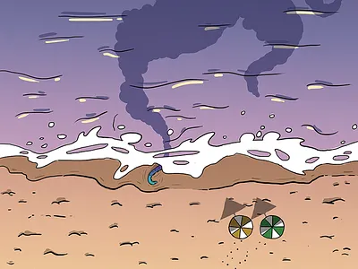 Guest beach drawing illustration octopus sunset