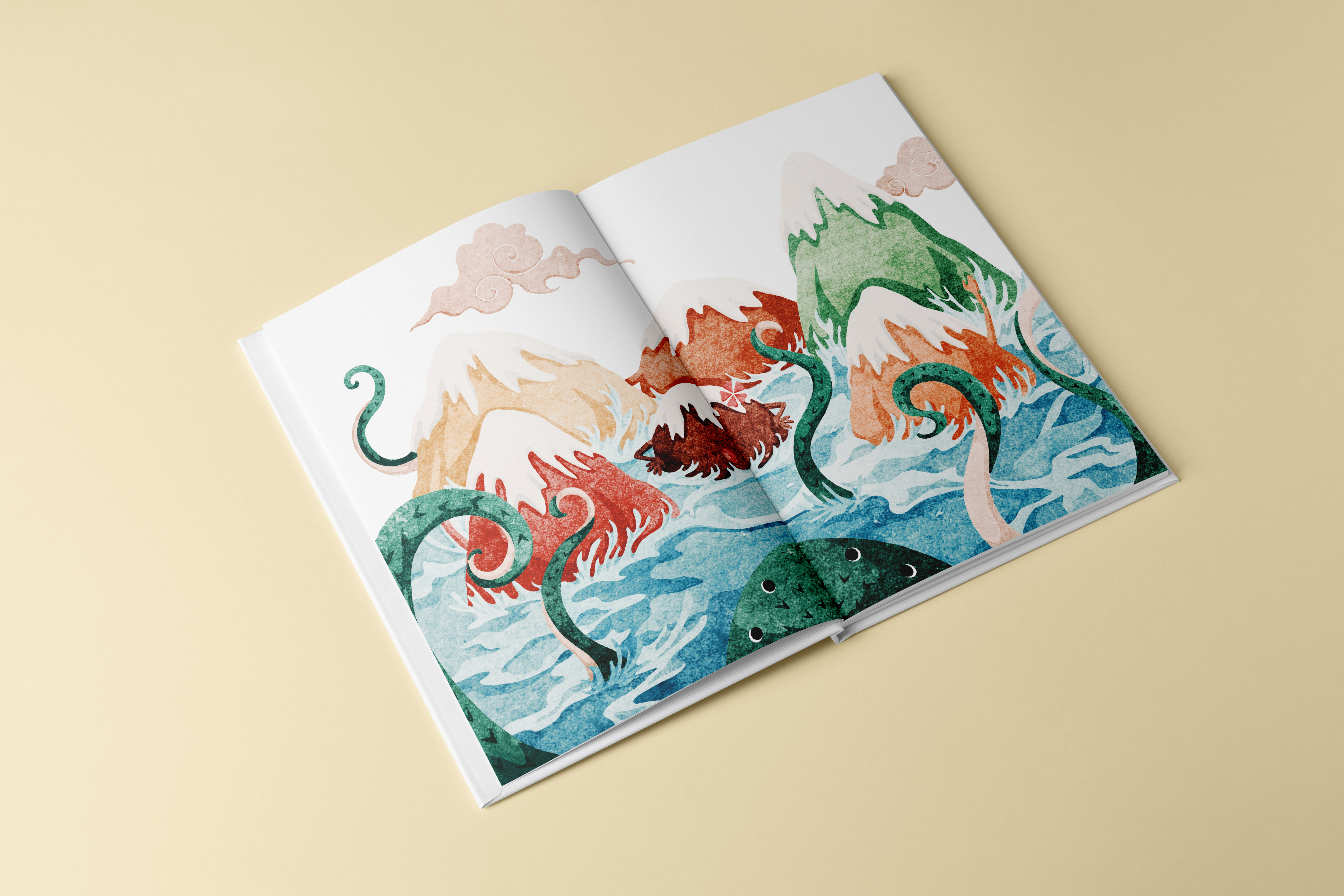 Poetry Story: Mysterious Island artwork creature digital art drawing illustratioin island monster ocean sea water