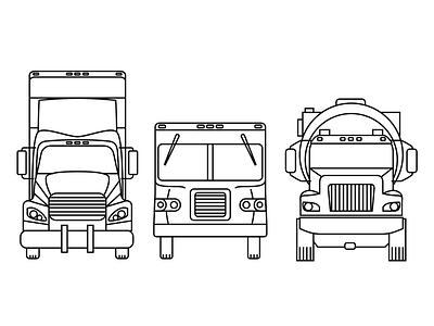 Three Trucks cars illustration outlines transportation trucks wheels