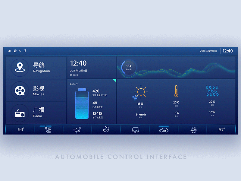 Car Controller Gui Car Console Interface by HuBingbing on Dribbble