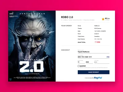 Credit Card Checkout card dailyui flat interaction modal movies payment paypal registered ui ux visa