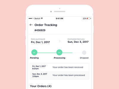 View Order on iOS dashboard ios menu order tracking progress sidebar tabs tracking