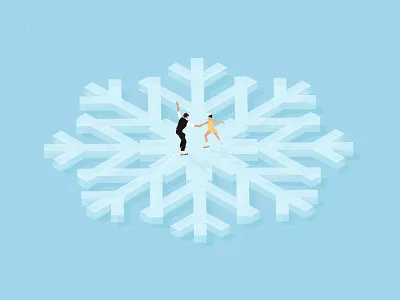 Ice Dancing. dancing design digital editorial flat ice illustration minimal pastel snow snowflake vector