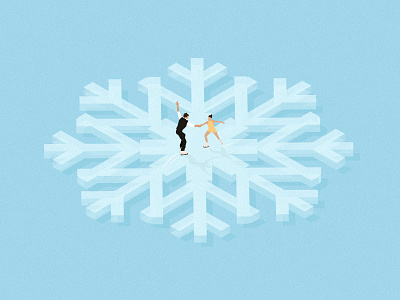 Ice Dancing. dancing design digital editorial flat ice illustration minimal pastel snow snowflake vector