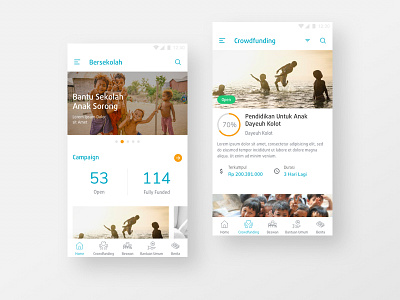 Bersekolah android clean crowdfunding flat mobile scholarship ui ux wip