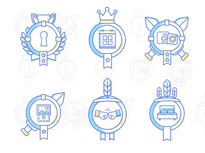Uniplaces Badges 2d badges blue draw evolution icons illustration rank stars uniplaces vector