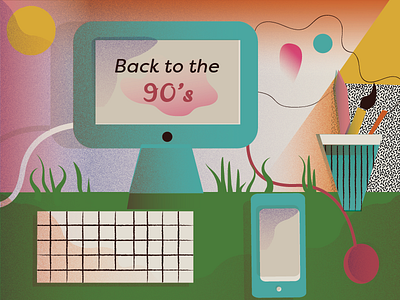 Back to the 90's 90s design flat illustration laptop memphis pattern texture