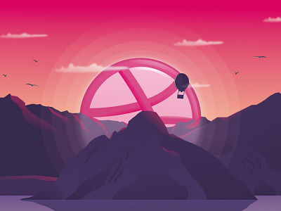 Hello Dribbble environment first post illustration landscape design mountains nature new dribbbler scenic travelling