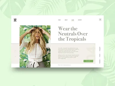 Leaves Fashion Blog UI Concept color design fashion landing model photography ui ux web webdesign