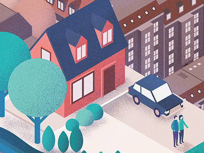 Over the Tops — Detail 2 city grain house illustration illustrator iso isometric street texture town vector