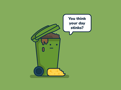 Mondays... bin cartoon dribbble invite flat design illustration monday monday blues rubbish smelly trash wheelie bin