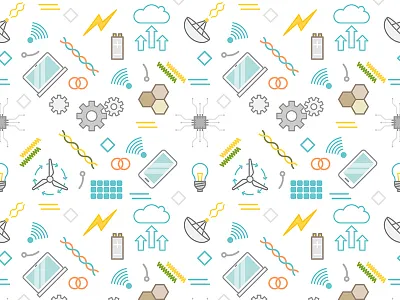 Technology Pattern background design education explore graphic icons illustrated pattern progress science technology vector