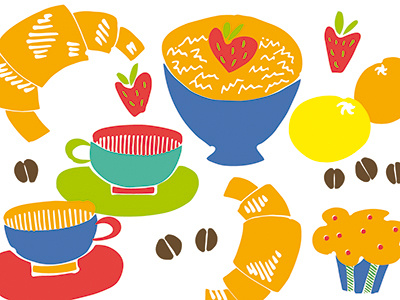 Good and Happy breakfast! breakfast coffee colorful design food icon illustration kitchen morning vector