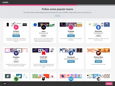 Follow some popular teams hovercard onboarding teams
