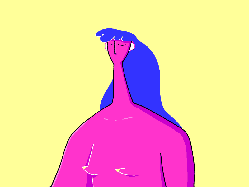 Purple hair animate animation boobies frame by frame girl hair cycle motion waves