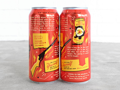 Hell Badger beer can dang design fire hot lit af