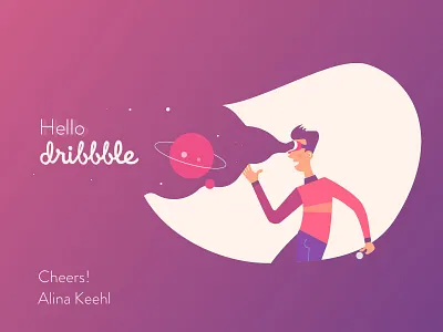 Hello dribbblers art debut illustration technology universe vr