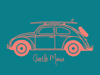 "Beetlemania" beetle car flat halftone illustration surf vector vehicle volkswagen