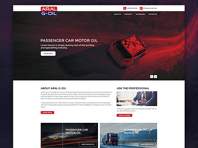 Aral G Oil Website banner design car web design clean website creative creative website engine oil motor oil website oil website red website ui design web design website design