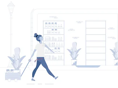 Sync Your Online Store ecommerce graphic design illustration person plants sync walking woman