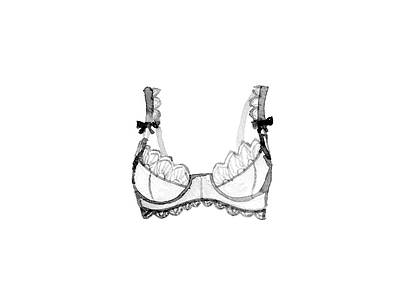 Party Time brassiere illustration lace lingerie watercolor