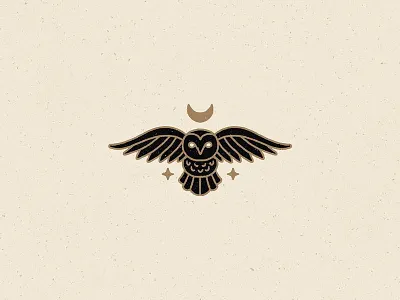 Owl bird hand drawn icon illustration monoline moon mystic owl stars