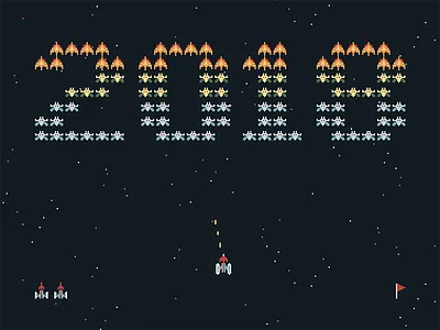 2018 is coming 2018 future galaxian galaxy new year pixel retro trends