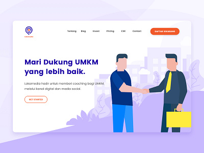 Redesign Lokamedia clean illustration landing page ui ux web